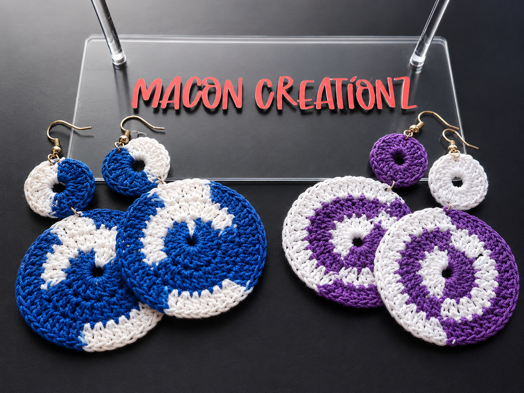 Crochet Two Color Circle Earrings