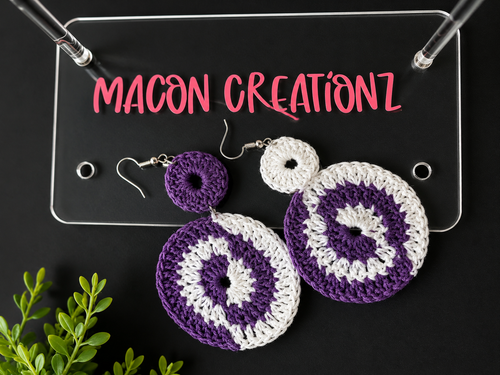 Crochet Two Color Circle Earrings
