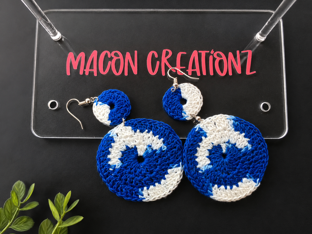 Crochet Two Color Circle Earrings