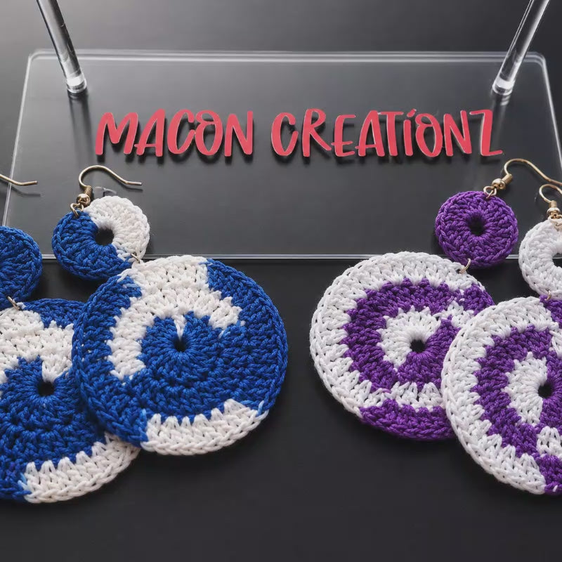Crochet Two Color Circle Earrings